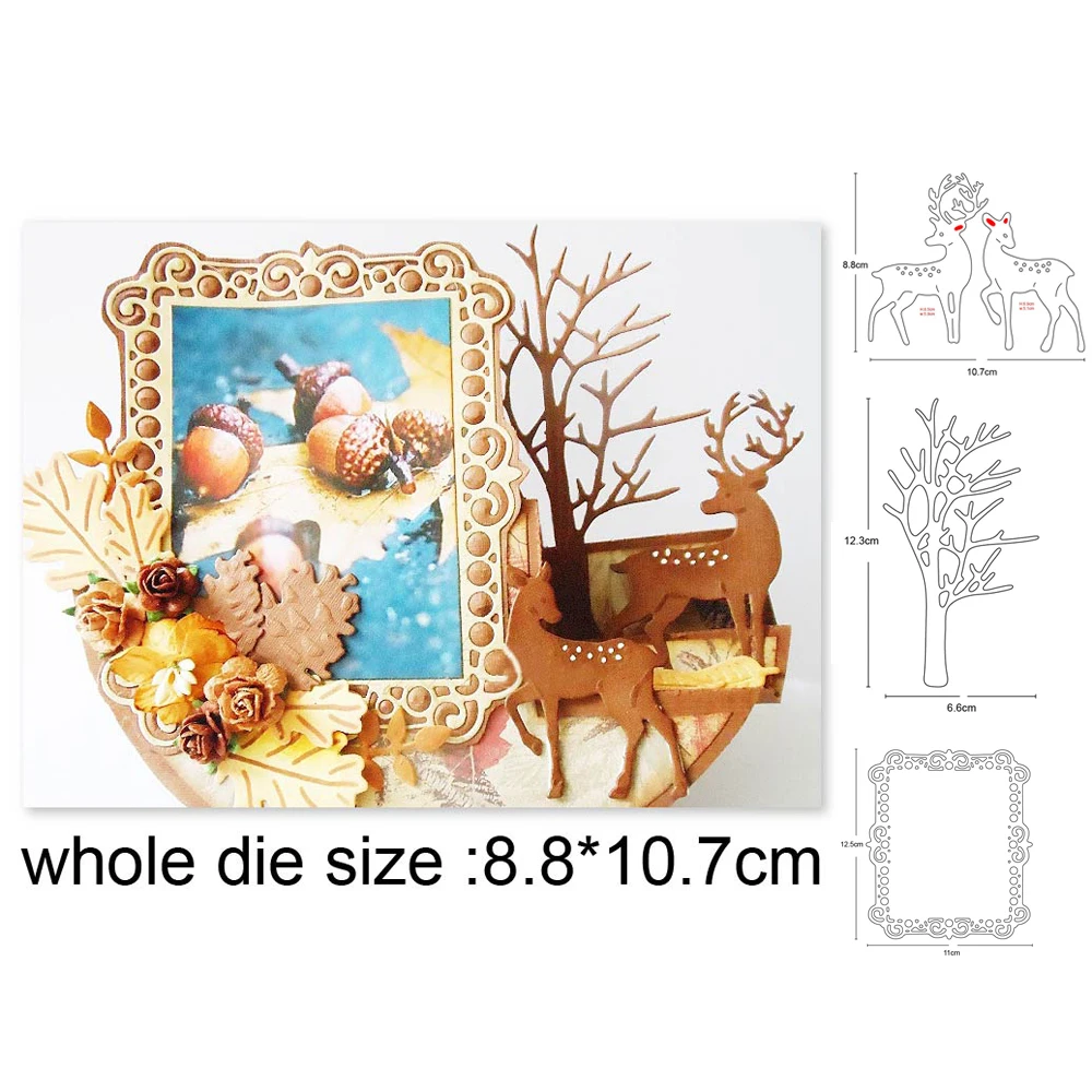 

Christmas Deer Tree Frame Metal Cutting Dies Stencil for DIY Scrapbooking Album Embossing Paper Cards Decorative Crafts Die Cuts