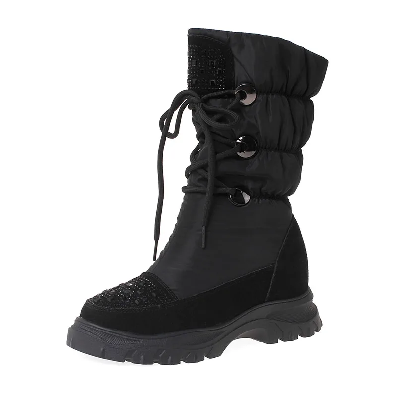 Женские теплые полусапожки с круглым носком Taoffen водонепроницаемые Нескользящие