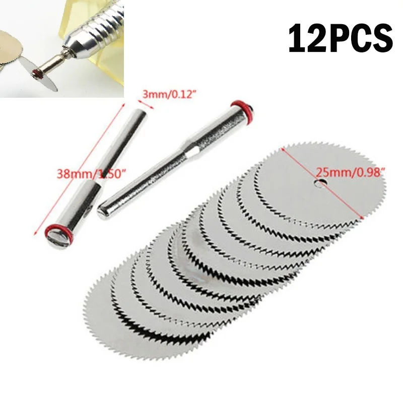 

10pcs 25mm HSS Circular Saw Blade+2pcs Rod Rotary Metal Discs Tool For Cutting Woodwork Tool PVC Pipe Glass Steel Copper
