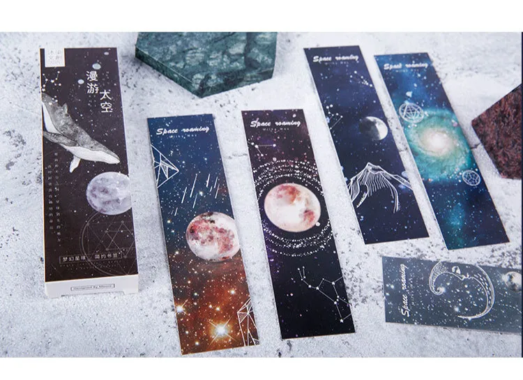 30 шт./компл. креативная планета Закладка каваи галактика бумага Bookmarks для книг школьные канцелярские Открытки Подарочные принадлежности Escolar