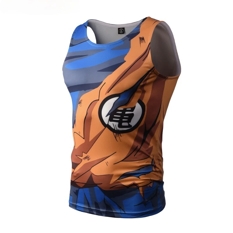

2021 Summer Bodybuilding 3D Printed Tank Tops Men Vest Compression Shirts Male Singlet Anime Tops Bodybuilding Tops