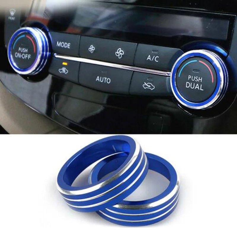 

2pcs Auto Car AC Climate Control Ring Knob Trim Cover For Nissan Rogue X-Trail 2014-2018 waterproof car styling accessories