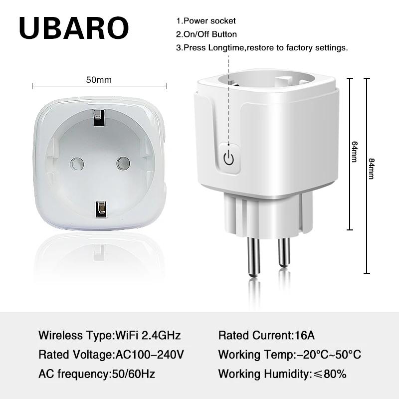 UBAROEU Стандартный Tuya Smart Wi Fi розетка приложение дистанционного Управление голос