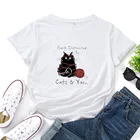 Футболка женская хлопковая с круглым вырезом и коротким рукавом, легко отвлекающаяся на кошек, футболка из пряжи