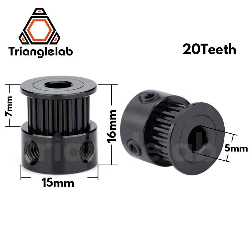 Trianglelab черный 2GT 20 6 мм P5 зубы Алюминий зубчатый шкив для синхронный ремень