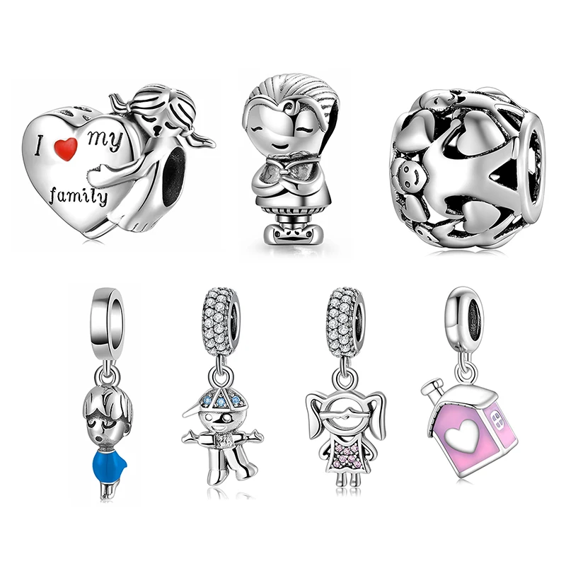 

Family Warm House Genuine 925 Sterling Silver Fine Enamel Beads Fit Original Pandora Charm Bracelets Bangels for jewelry making