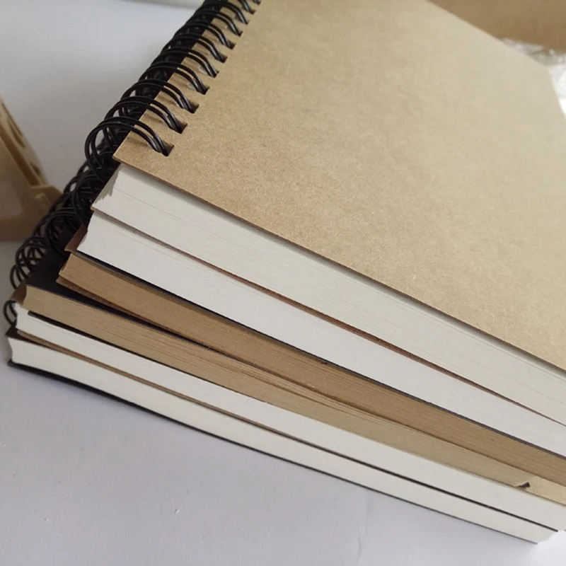 

Retro Simple Coil Sketch Notebook Painting Notepad Kraft Paper Diary Blank&kraft Inner Pages Students Notebook Business