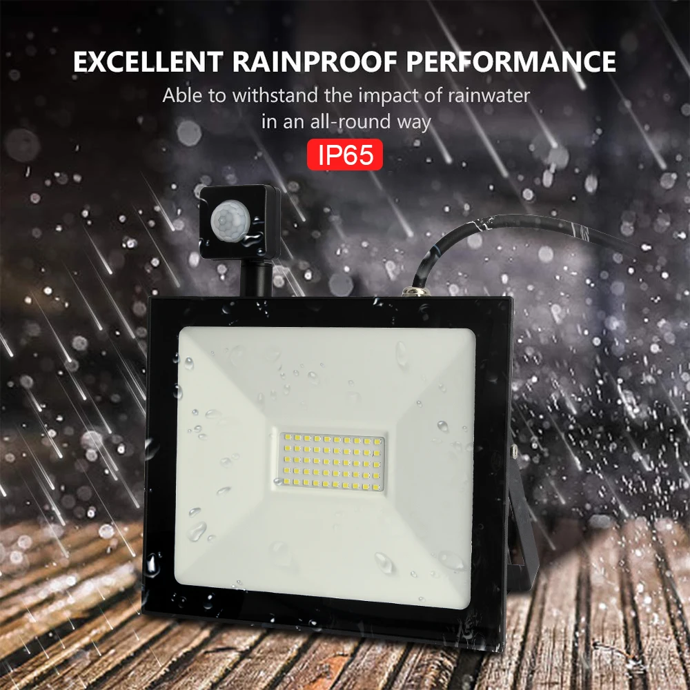 Led Flood Light 20W 30W 50W 100W AC220V PIR Motion Sensor Adjustable Wall Lamp Waterproof Outdoor Searching Spotlight | Лампы и