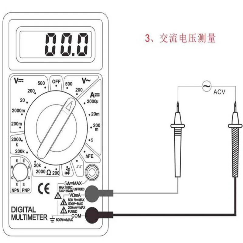 Мультиметр DT830D вольтметр амперметр Омметр тестер напряжения щуп с зуммером 10