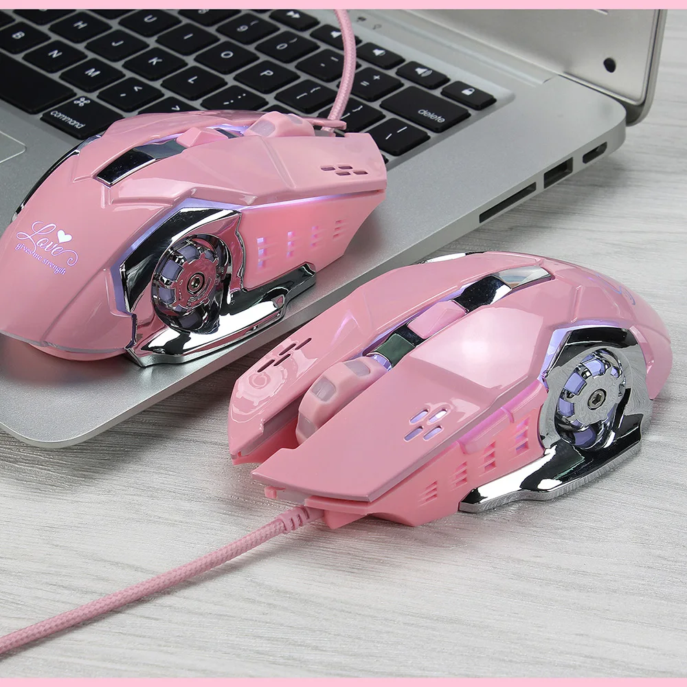 

HXSJ X500 Wired Mouse Lighted USB2.0 Extension Cable 4 Adjustable 3200DPI Silent Valentine Gift Gaming Mouse For PC Computer
