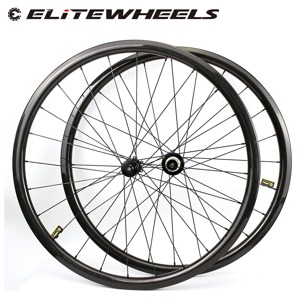 

ELITEWHEELS 700c Disc Brake Bike Carbon Wheel 32*35mm Tubeless Ready Rim Powerway CT31 Hub And Pillar 1423 Spoke 3k/6k/12k/UD