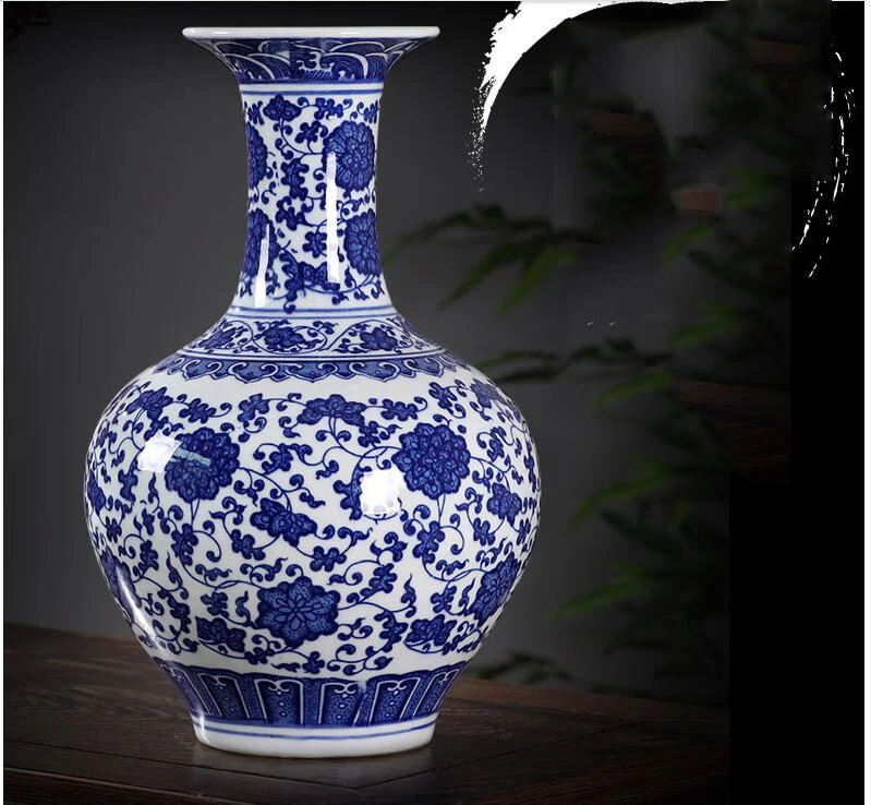 Китайский Цзиндэчжэнь сине-белая керамическая ваза фарфоровое украшение дома