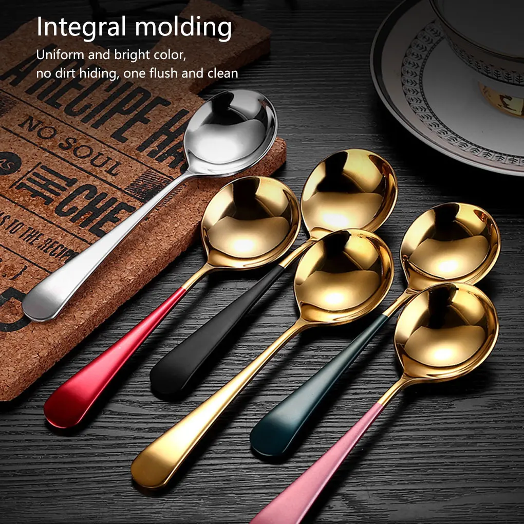 

4/6 Pcs Coffee Spoon Ice Cream Dessert Spoon Retro Cute Round Head Spoon Kitchen Gadget Decoration Kitchen Bar Utensils