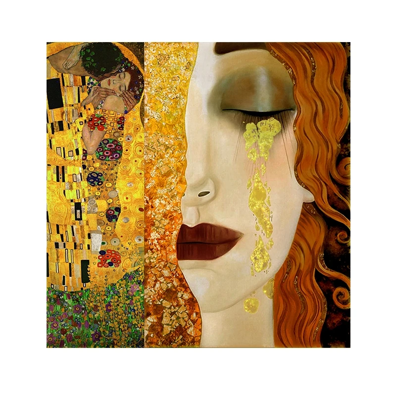 Густав Климт известной картины Золотые слезы и поцелуй холст Картины Wall Art Печать