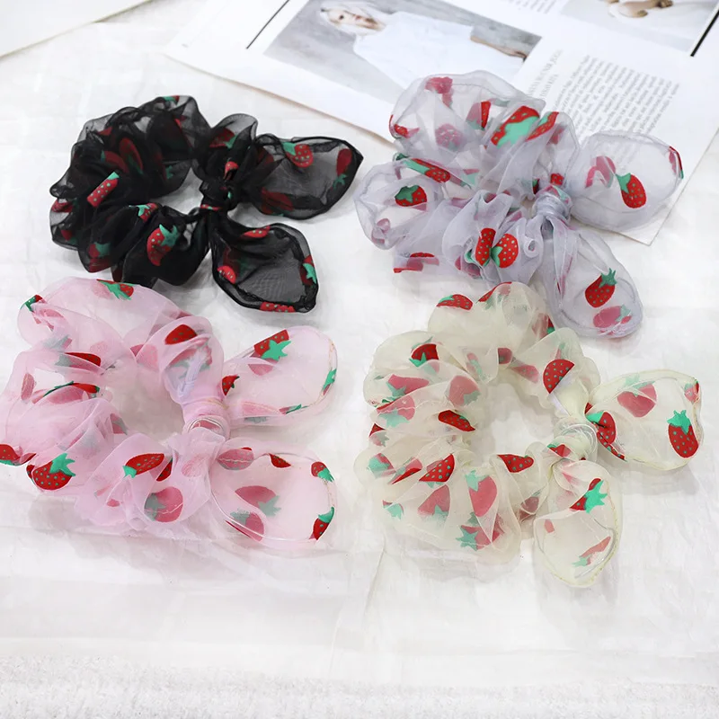 Новые корейские шифоновые резинки для волос с заячьими ушками резинка бантом