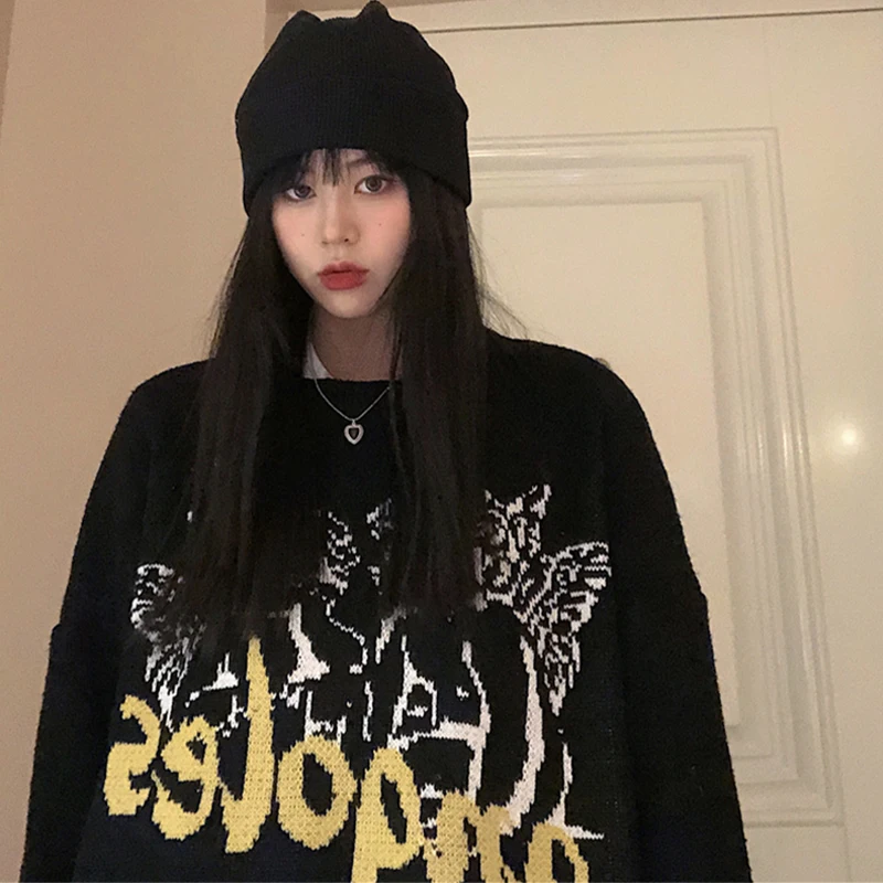 Женский свитер с длинным рукавом повседневный базовый джемпер оверсайз в