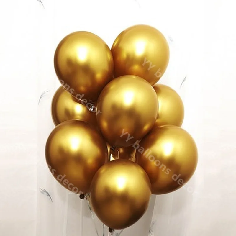 

5/10/18 Inch 50pcs DIY Black Balloons Flashing Metallic Balloons Latex Golden Sliver Balloon Wedding Birthday Party Decoration