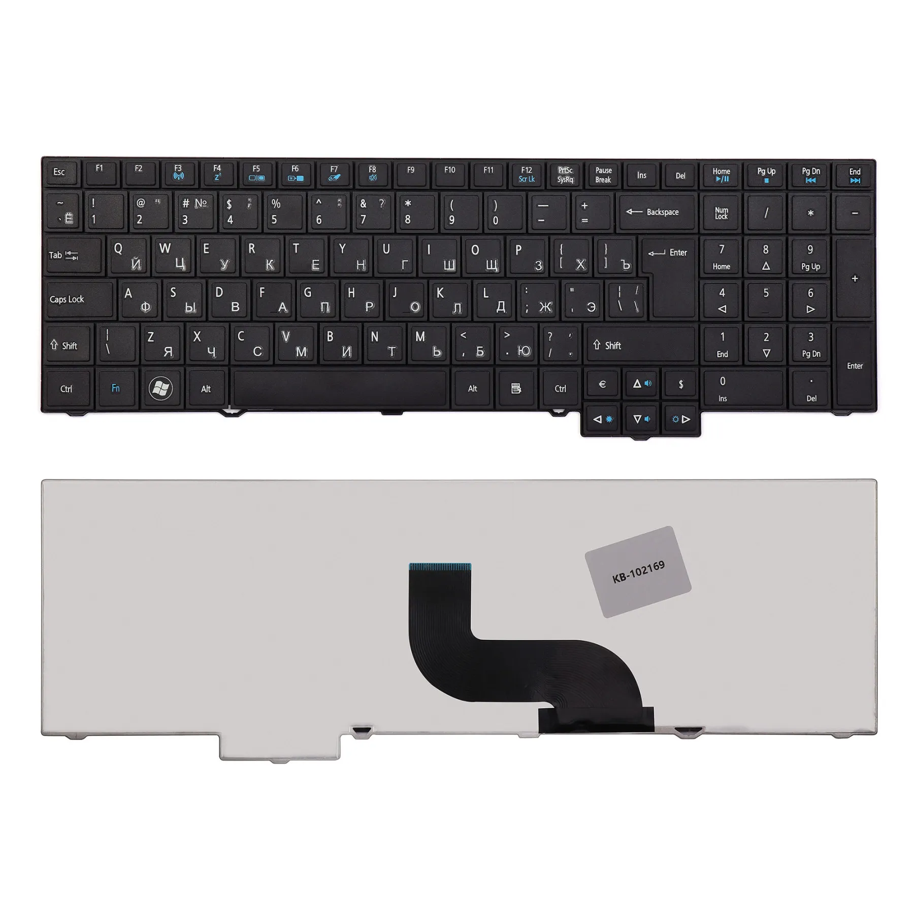 Клавиатура для ноутбука Acer TravelMate 5760 7750 6595TG Series. Плоский Enter. Черная без рамки. PN: