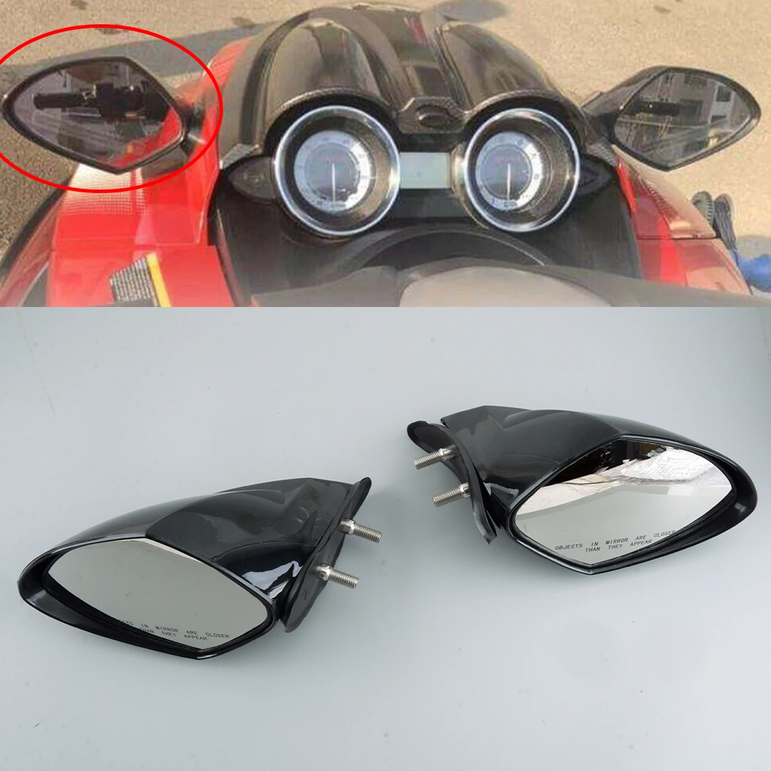 

1 Pair Front Left & Right Motorboat Rearview Mirror ABS Fit for Yamaha WaveRunner VX 110 Deluxe Sport Cruiser
