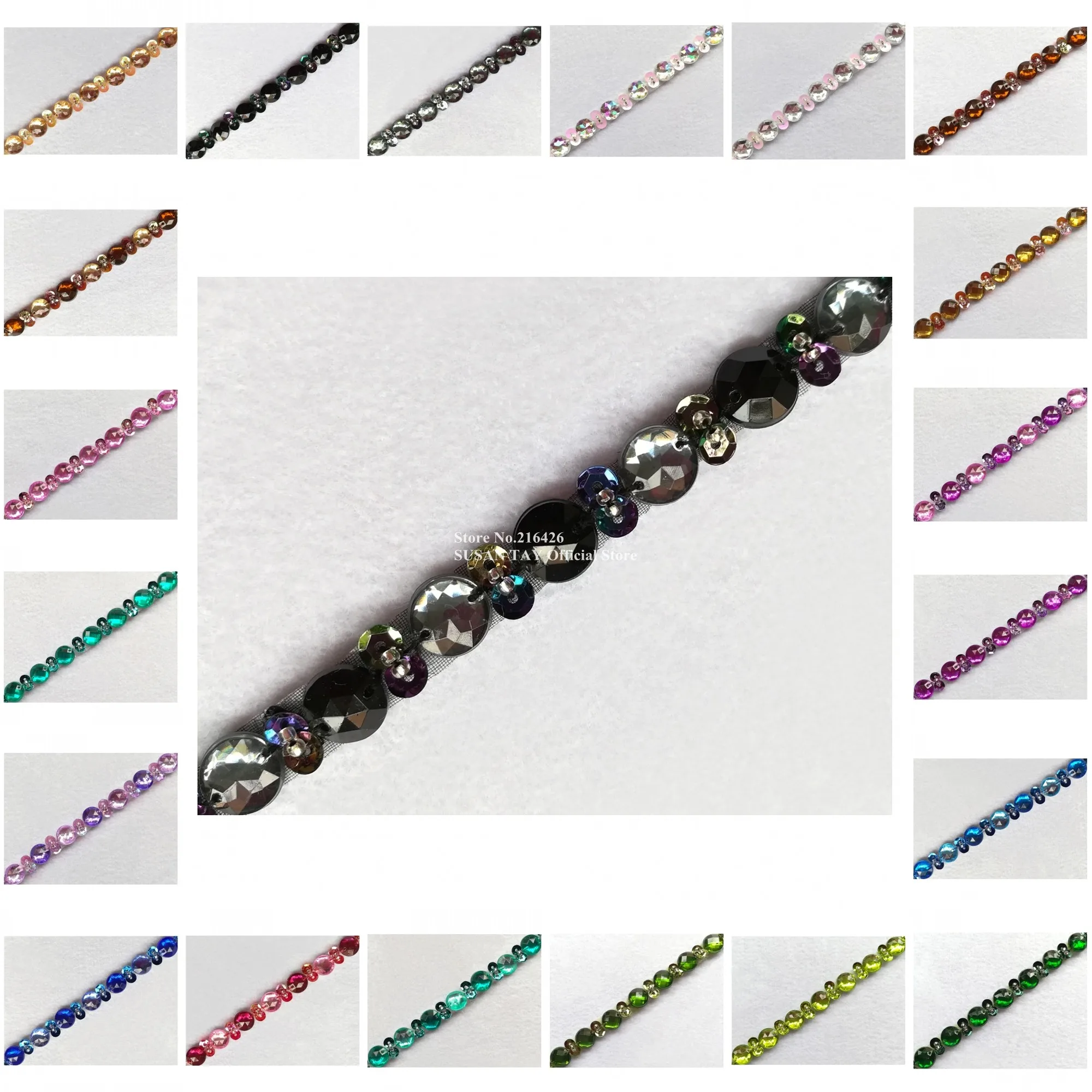 1 ярд х Новинка ручной работы 2 тоновое черное/серое украшенное бисером блестками