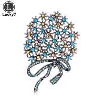 european style retro color rhinestone bow corsage alloy diamond studded personality fashion pin clothing accessories brooch