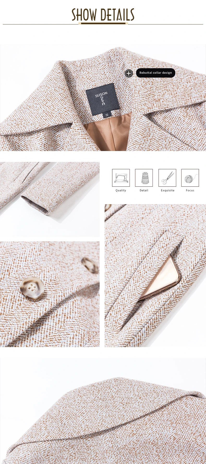 

2021 Spring New Casual Nice Quality Women's Long Woolen Coat