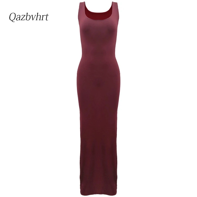 

2020 summer new women's high-quality solid color one-step Dress vest long Dress Slim sleeveless casual dress sexy long Dress