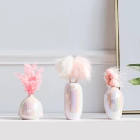 pink vase girl heart ceramic vase creative living room bedroom home ornament rainbow pearl flower with dried flowers vase