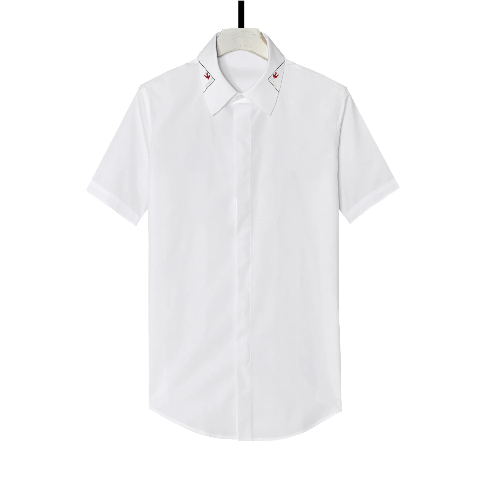 

Collar Short Sleeve European and American Embroidered Men's Shirt Slim-fit Men's Shirt japanese fashion oversized shirt 2021