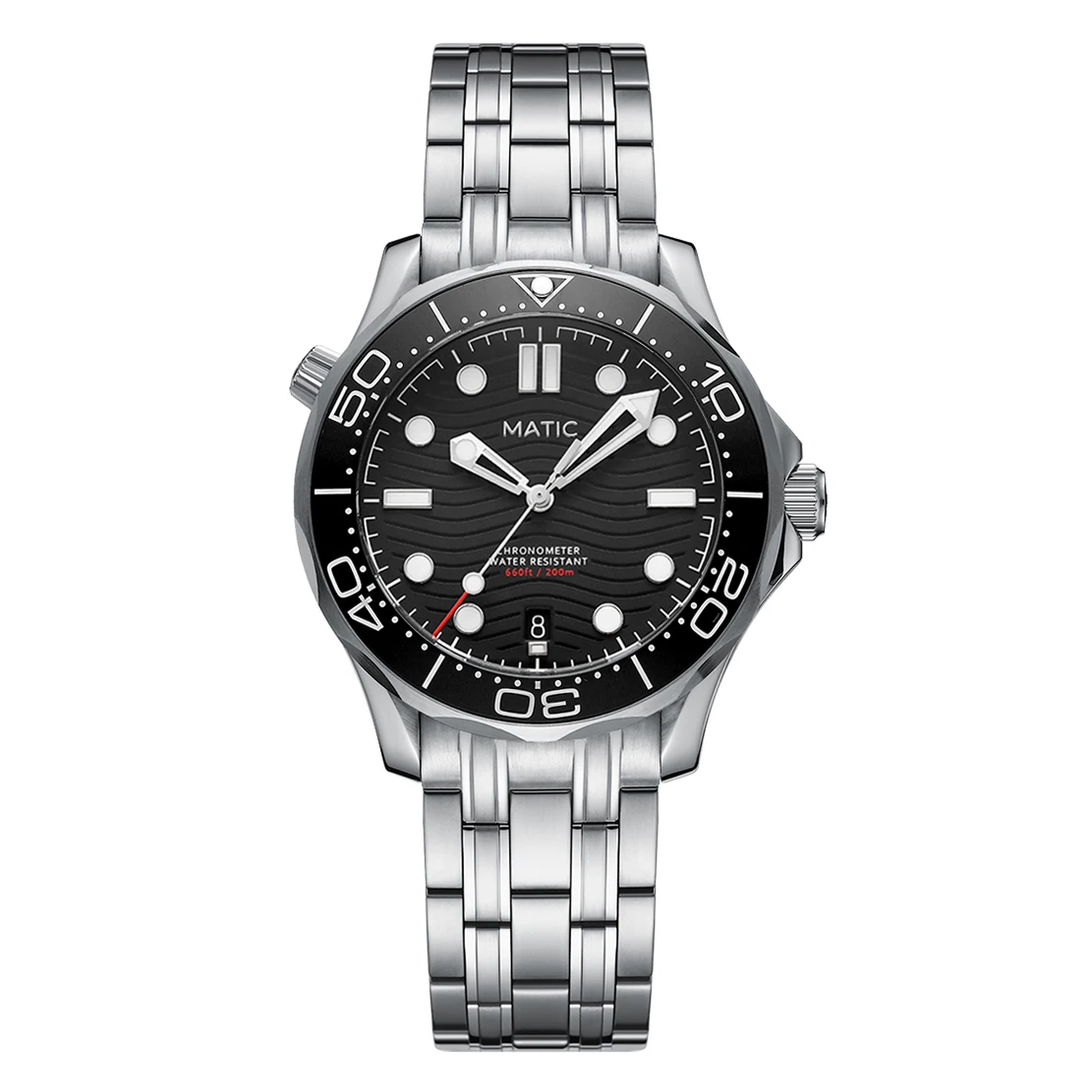 Механические наручные часы MATIC WATCH DIVER 200 м 41 мм PT5000 [черный циферблат с