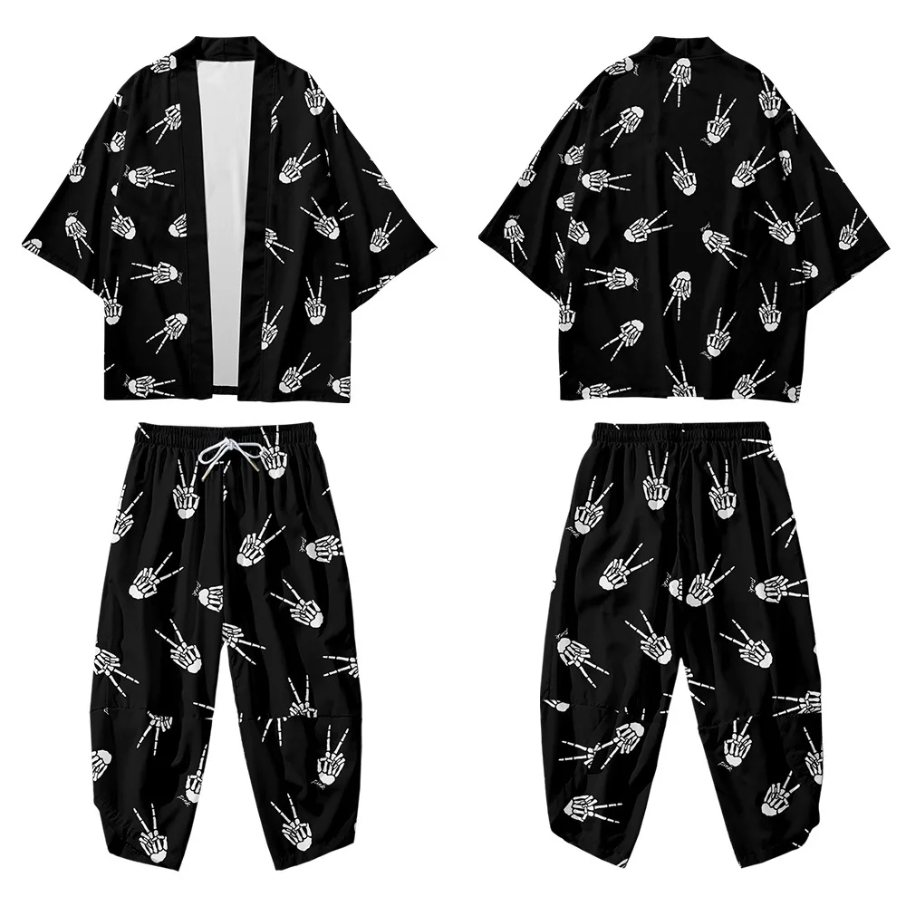 

Black Kimono Cardigan For Men Japanese Obi Male Yukata Men's Haori Japanese Lion Printed Coat Top Traditional Japan Clothing