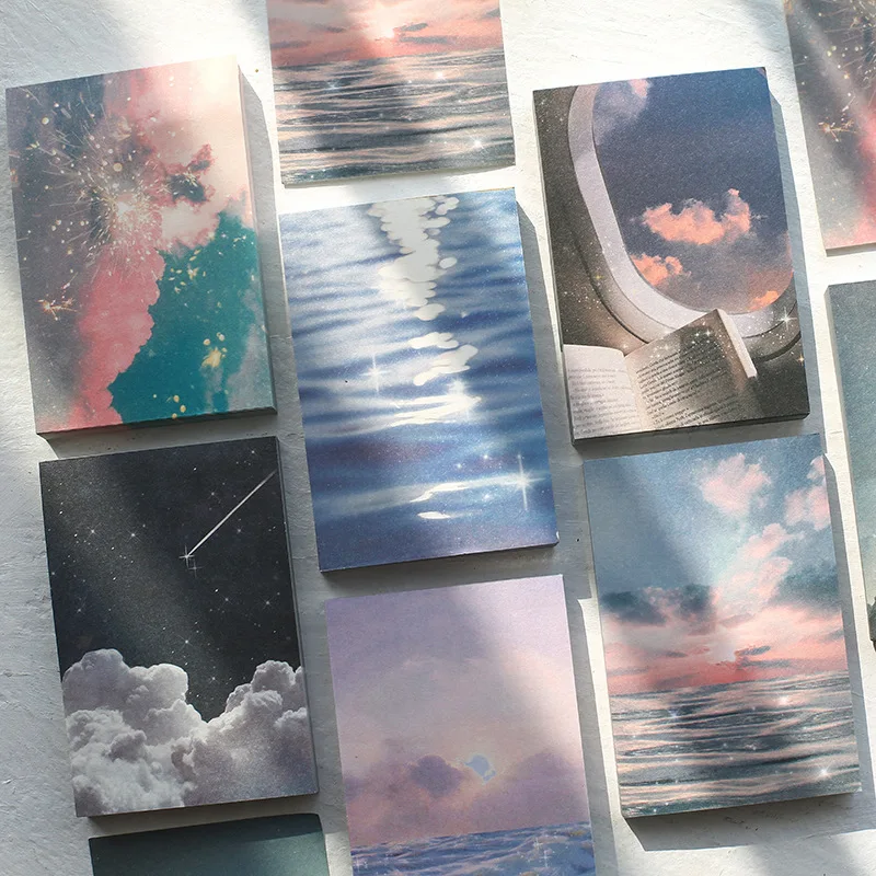 

100 Sheets/set Wandering Stars Series Notepads Wind Guestbook Memo Landscape Painting Notes Paper Waves Loose Leaf