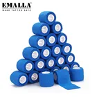 24 шт. покрытие рукоятки машинки для татуажа Одноразовые Синие самоклеющиеся эластичные тату-бандаж ручка для удаления татуировок зажимные приспособления