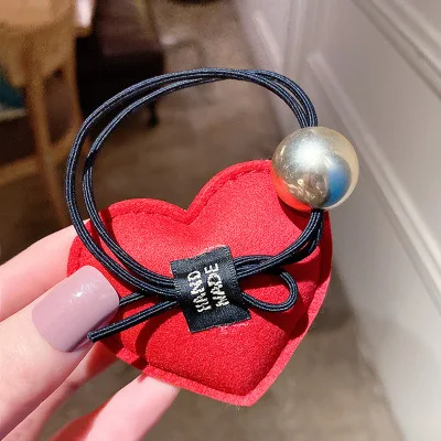 Диснейский корейский детский резиновый ремешок с высокой эластичностью с камнями-стразами, кукла-любовь, маленькая медвежонка-девочка, красный резиновый ремешок с рисунком мультяшного волоса.