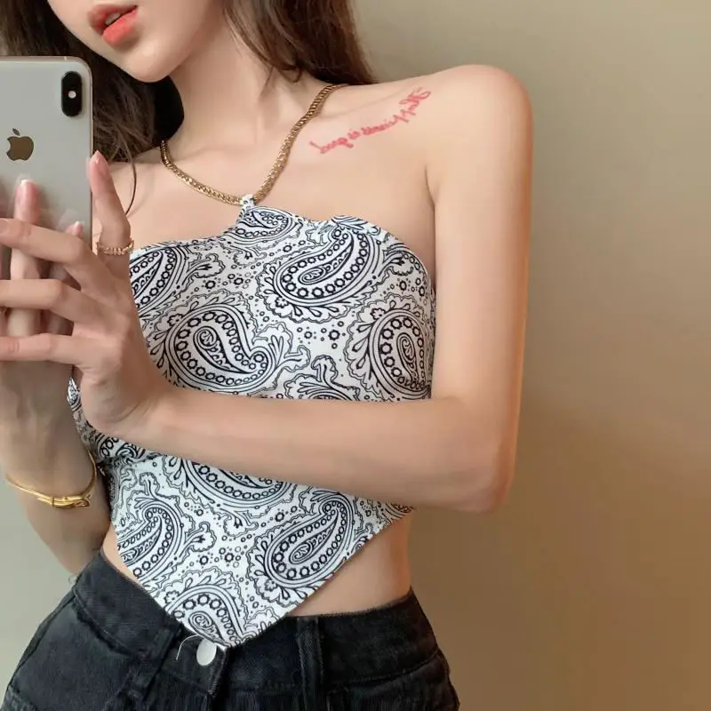 

Y2k Sexy Women Vest Crop Top Summer Halter Top Cami