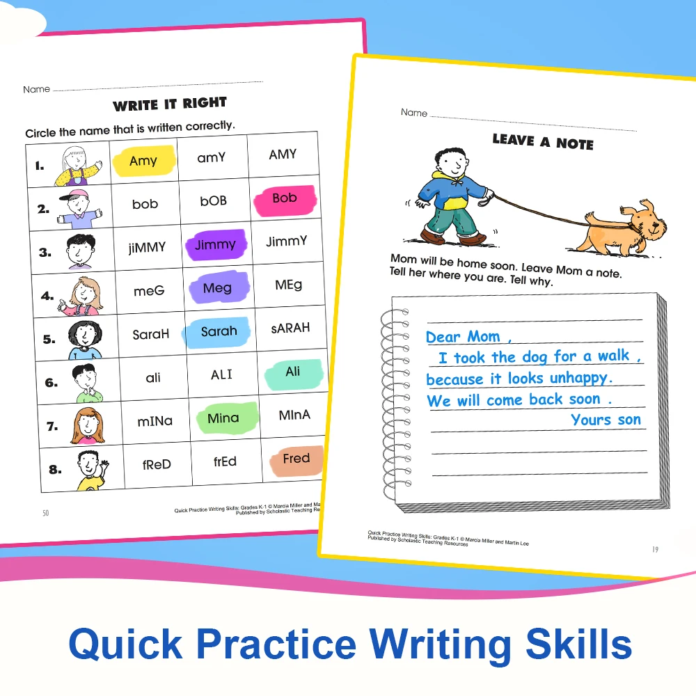 

Scholasti Grades K-1 Workbook To Practice and Improve Writing Skills Homework In Grammar, Mechanics, Spelling for Age 5-8