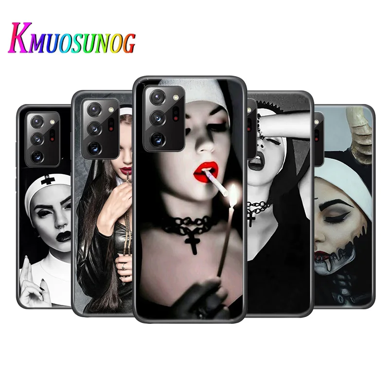 

Bright Black Cover Sister Nun Girls For Samsung Galaxy Note 20 Ultra 10 9 8 S10 S10E S9 S8 S7 Plus 5G Phone Case