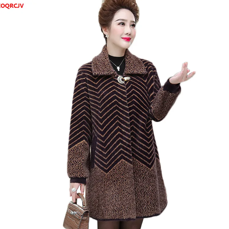 Женское зимнее кашемировое шерстяное пальто новый вязаный кардиган из