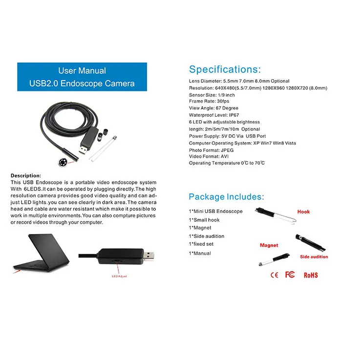 

USB Waterproof 6LED Endoscope