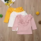 Одежда для маленьких девочек хлопковая футболка с длинными рукавами От 0 до 5 лет, одежда для детей, блуза Топы
