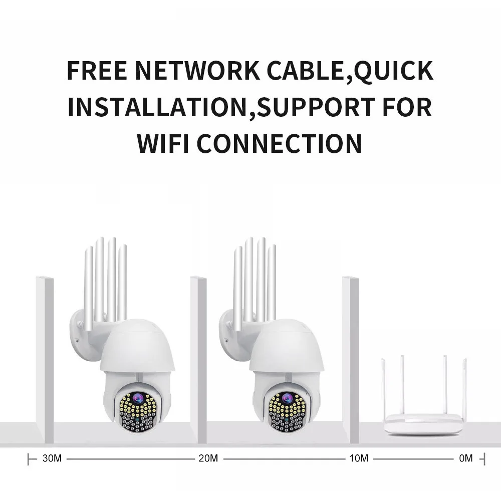 

63LEDs1080P PTZ IP Camera 4X Digital Zoom Two-way Audio Motion Detections Wireless Security Surveillance Cameras CCTV Camera