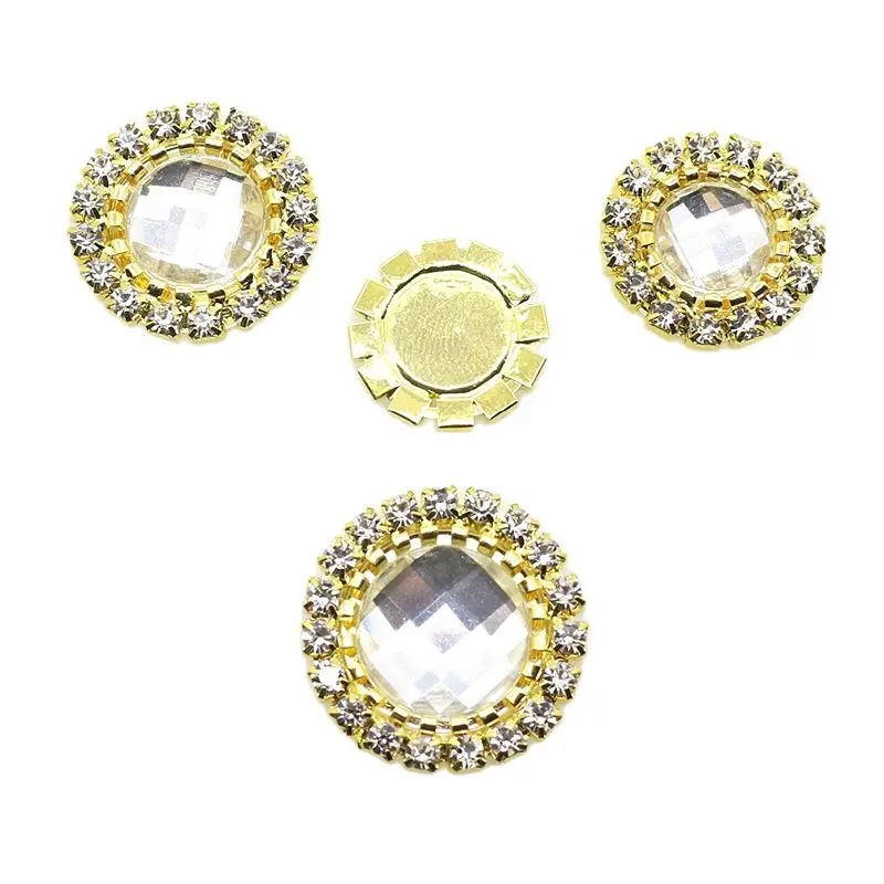 Круглые позолоченные пуговицы Стразы для украшения свадебной вечеринки сделай