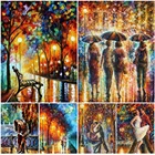 DIY 5D алмазная Картина Дождь город ночь улица полный квадрат Алмазная вышивка пейзаж мозаика картина Стразы Декор подарок