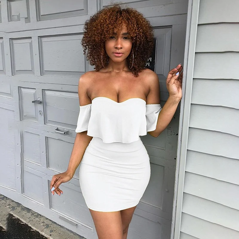 Модное женское платье сексуальное облегающее вечерние с открытыми плечами