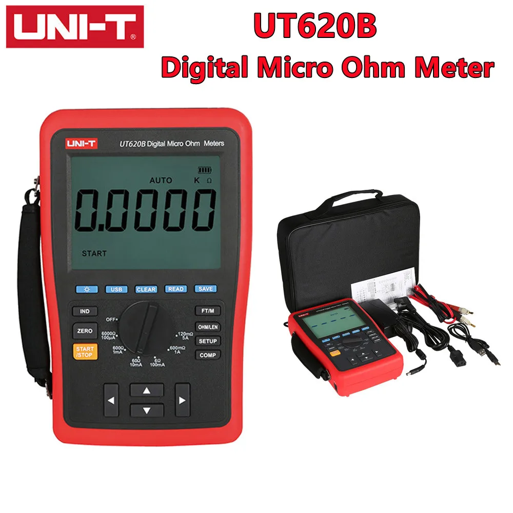 

UNI-T UT620B Digital Micro Ohm Meter Portable DC Low Resistance Tester Four-wire Measurement USB Transmission Milliohm Meter
