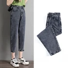 Винтажные размера плюс 5XL женские шаровары джинсы для девочек с ослабленной завышенной талией на весну и осенние комплекты для семьи; Для мам, брюки выглядеть стройной и негабаритных бойфренды