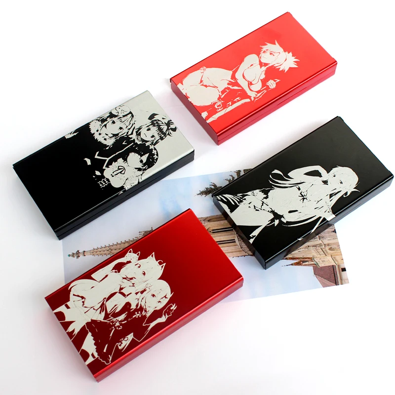 Тонкий черный красный чехол тонкая сигарета для женщин металлический раздвижной