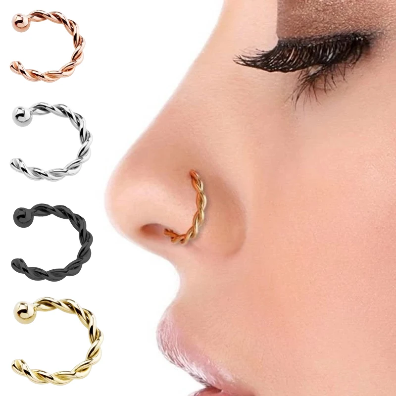 

Twist C Shaped Piercing Nose Ring Hoop Septum Rings Twist U Shape Lips Nose Ear Piercing Ring Oreja Pircing Jewelry