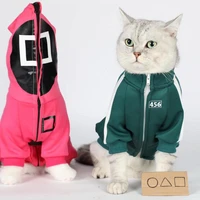 squid game same coat 456 pet cat clothes squid game dog coat stand collar puppy sportswear hooded cat jackets big dog clothes