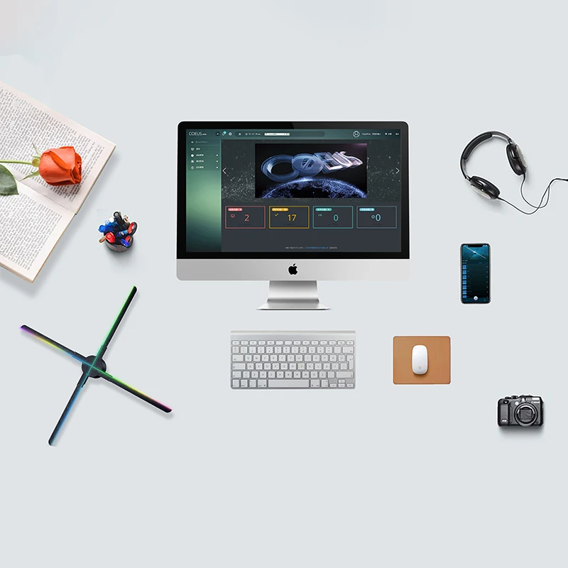 

3D advertising holographic light fan commercial LED image advertising logo light 3D remote advertising holographic player